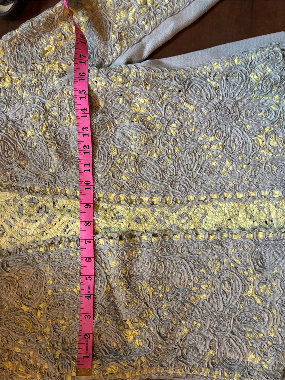 NIC+ZOE Yellow & Gray Lace-Overlay Open Cardigan Jacket size M - Picture 9 of 10